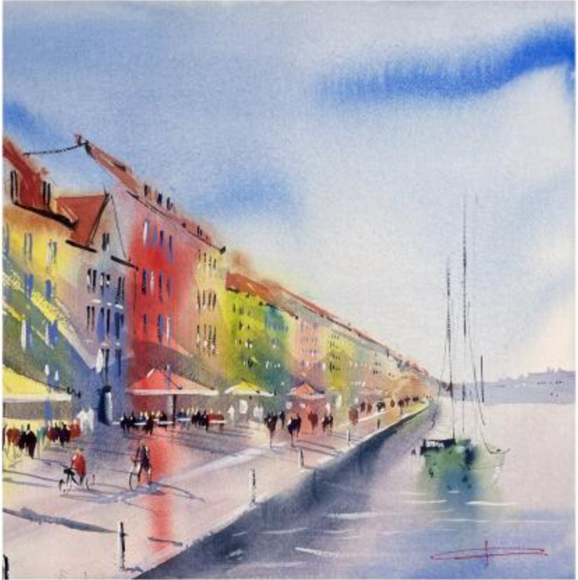 Sunny shadows in Nyhavn Habour