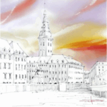 Sunset at Saint Nicolas church