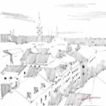 Black and white copenhagen skyline