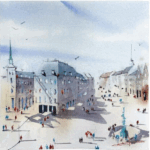 A look over Amagertorv and Strøget in Copenhagen