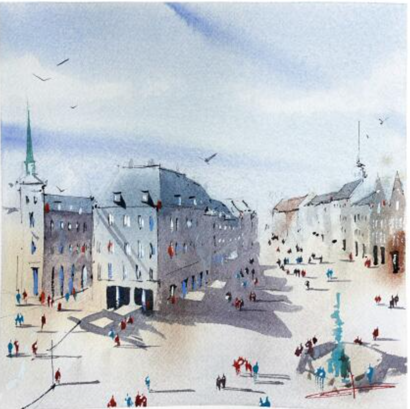 A look over Amagertorv and Strøget in Copenhagen