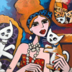 Jeune fille aux chats